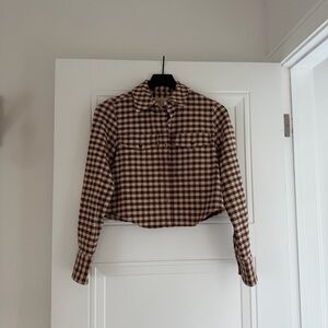 Sezane Brown Checkered Blazer